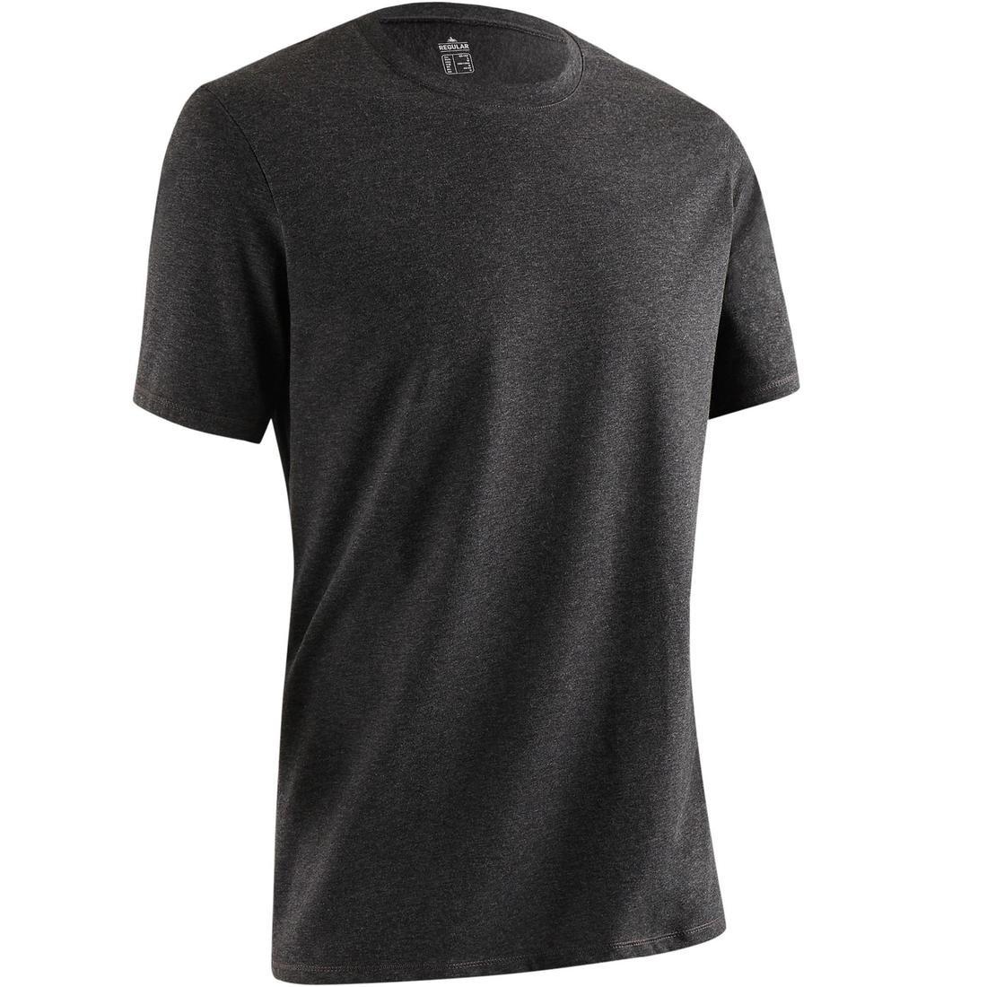 DARK GREY 500 Regular-Fit Pilates & Gentle Gym T-Shirt, No Color, large image number 0