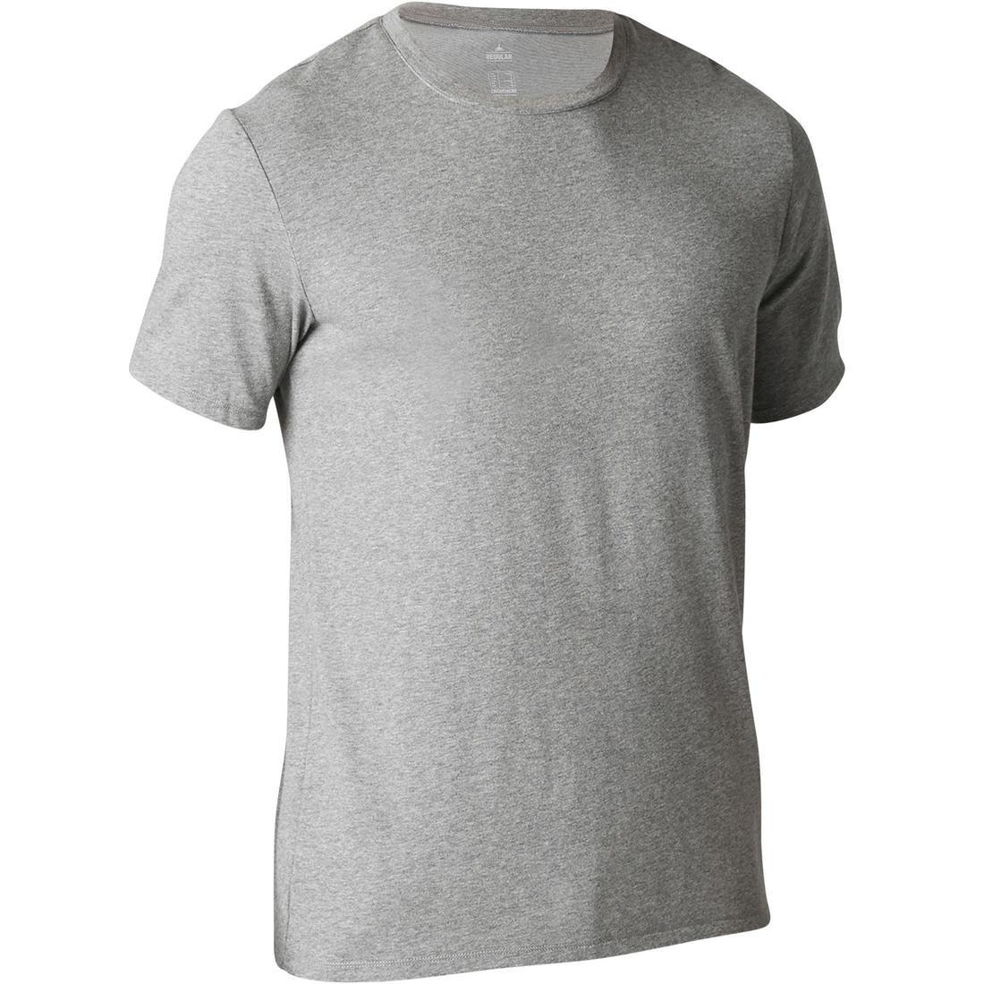 DARK GREY 500 Regular-Fit Pilates & Gentle Gym T-Shirt, No Color, large image number 2