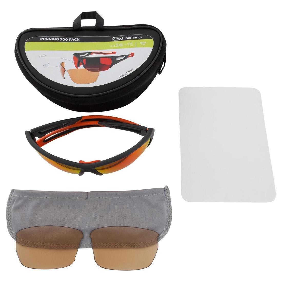 WHITE Running 700 Pack Adult Running Sunglasses 2 Interchangeable Lenses - Grey, , large image number 6