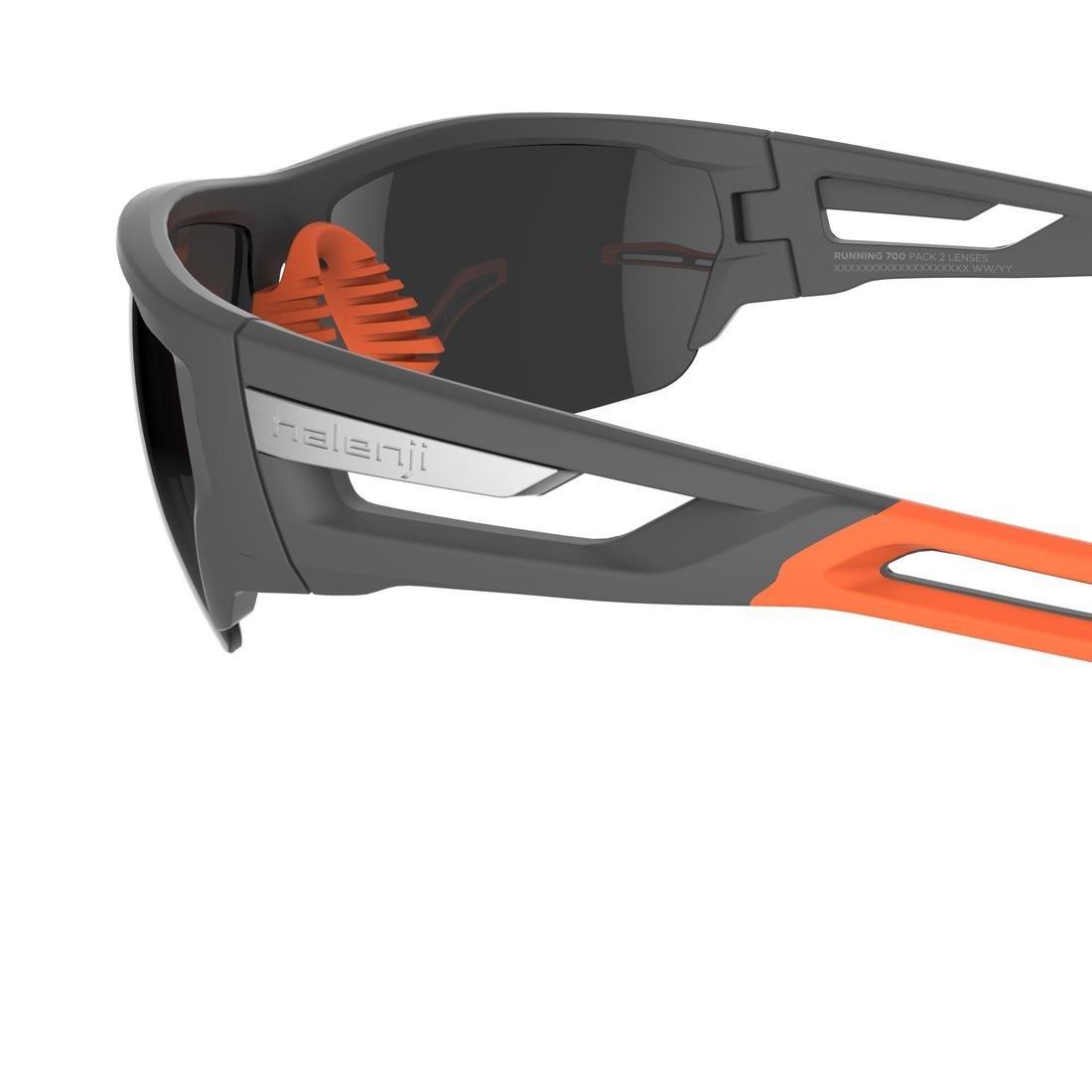 WHITE Running 700 Pack Adult Running Sunglasses 2 Interchangeable Lenses - Grey, , large image number 14