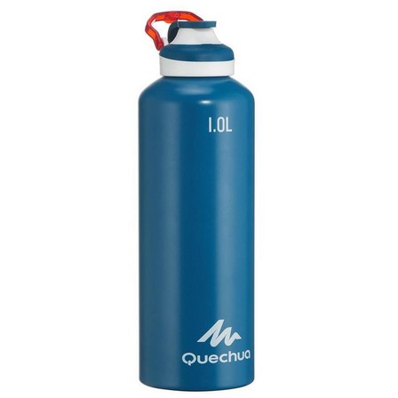 QUECHUA - 1L Quick-Opening Aluminium Flask, Dark Blue