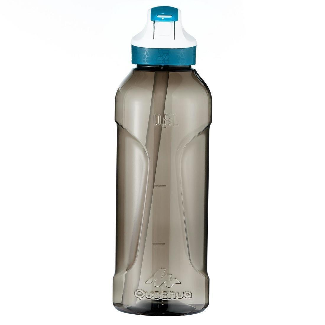Hiking Water Bottle Instant Stopper With Straw 900 Tritan 0.8 Litre, Dark Grey, , large image number 2