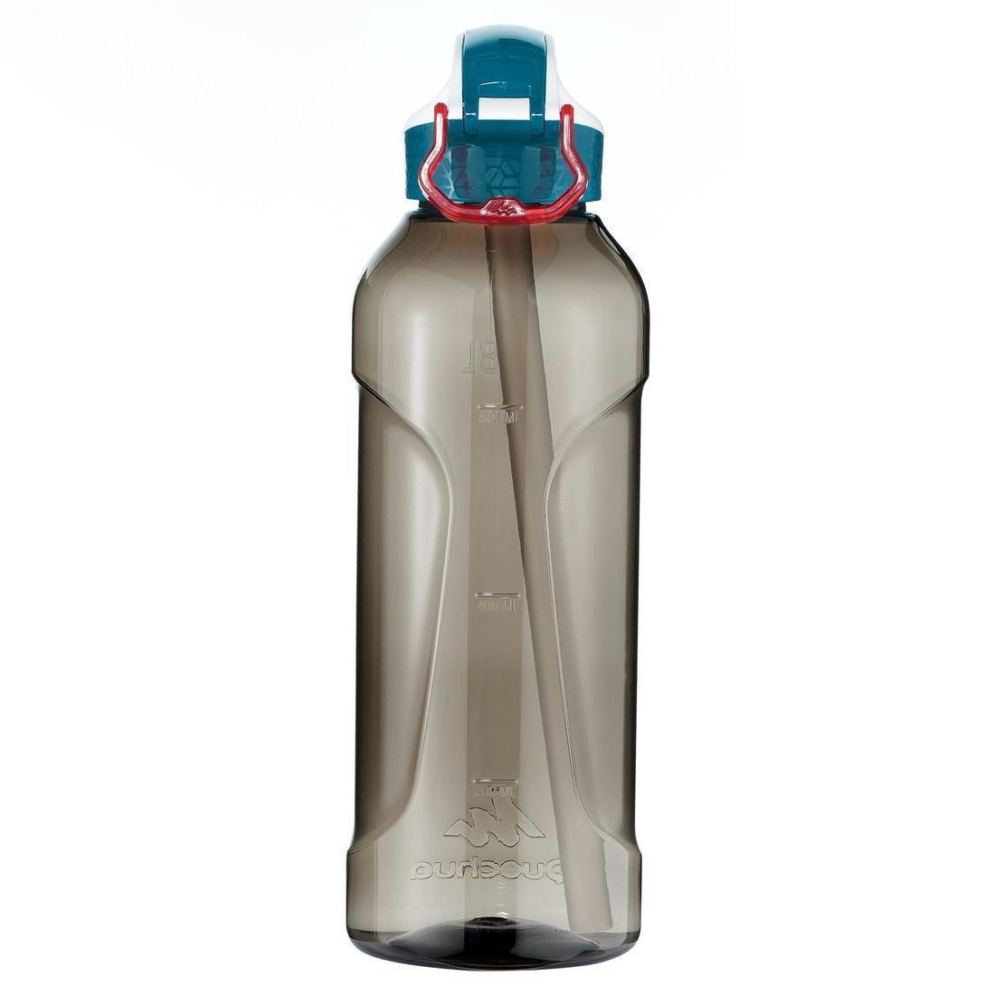 Hiking Water Bottle Instant Stopper With Straw 900 Tritan 0.8 Litre, Dark Grey, , large image number 3