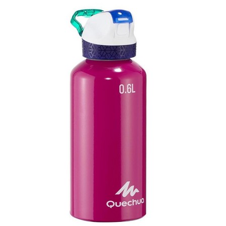 QUECHUA - 0.6L Quick-Opening Aluminium Bottle, Red