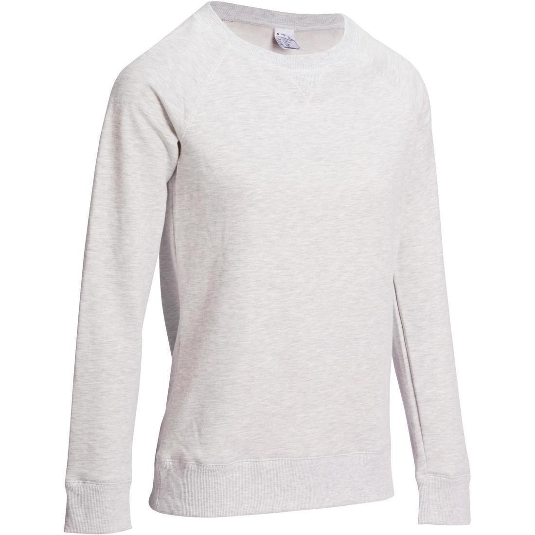 Women's Crew Neck Gym & Pilates Sweatshirt - Light Grey, 5401_000, large image number 0