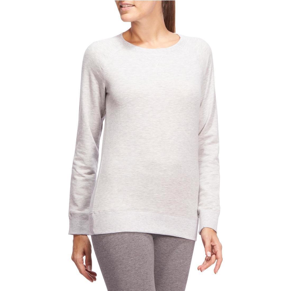 Women's Crew Neck Gym & Pilates Sweatshirt - Light Grey, 5401_000, large image number 1