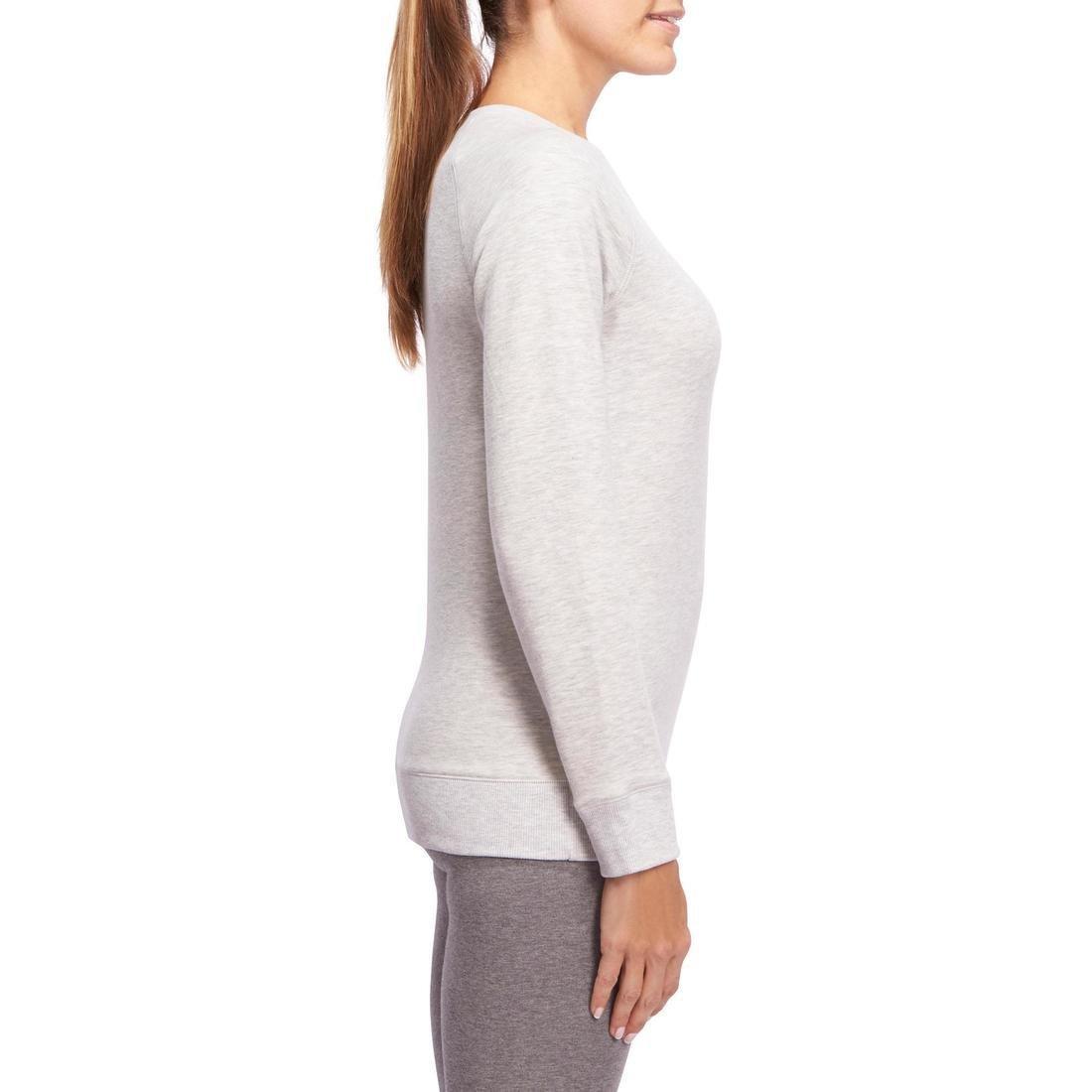 Women's Crew Neck Gym & Pilates Sweatshirt - Light Grey, 5401_000, large image number 2
