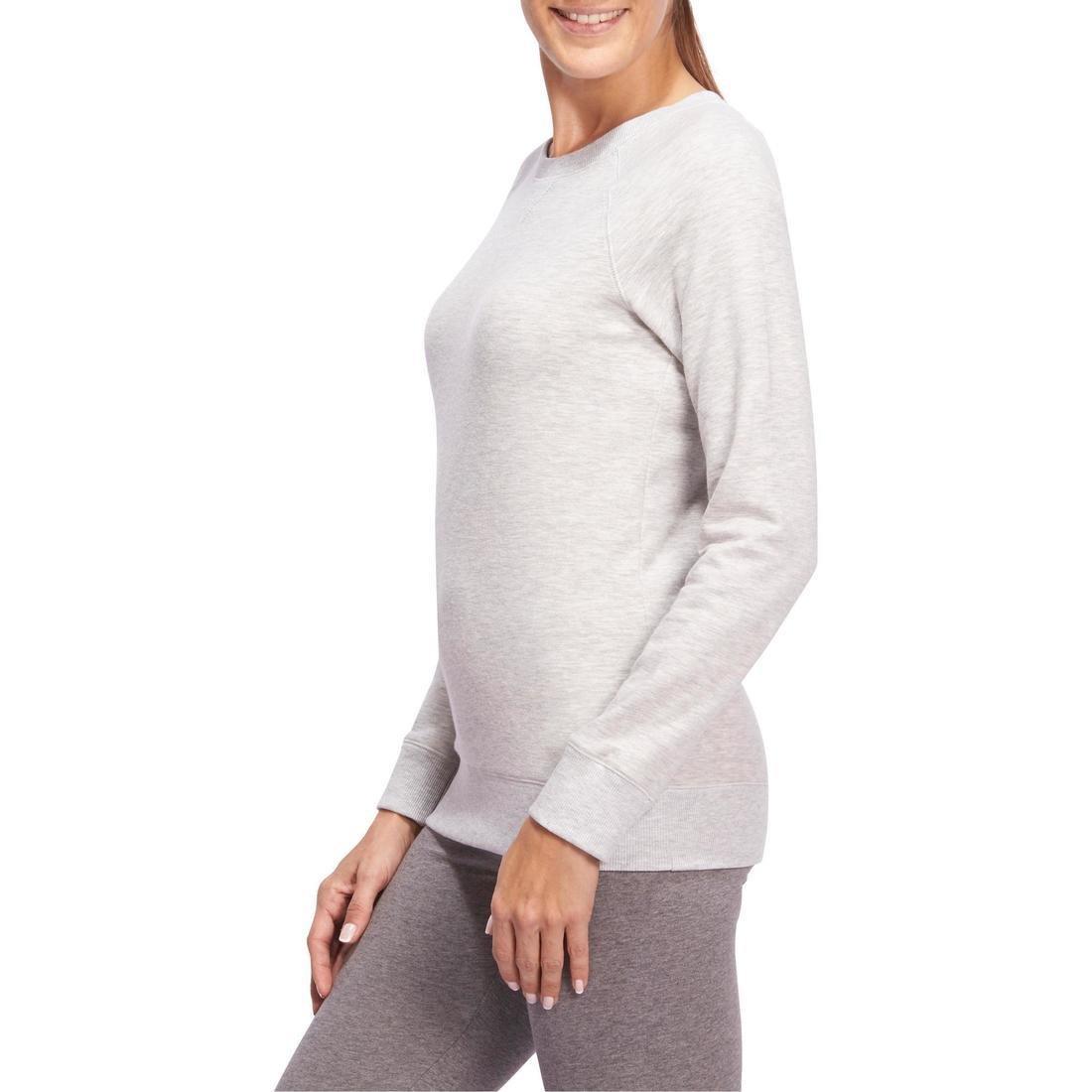 Women's Crew Neck Gym & Pilates Sweatshirt - Light Grey, 5401_000, large image number 4