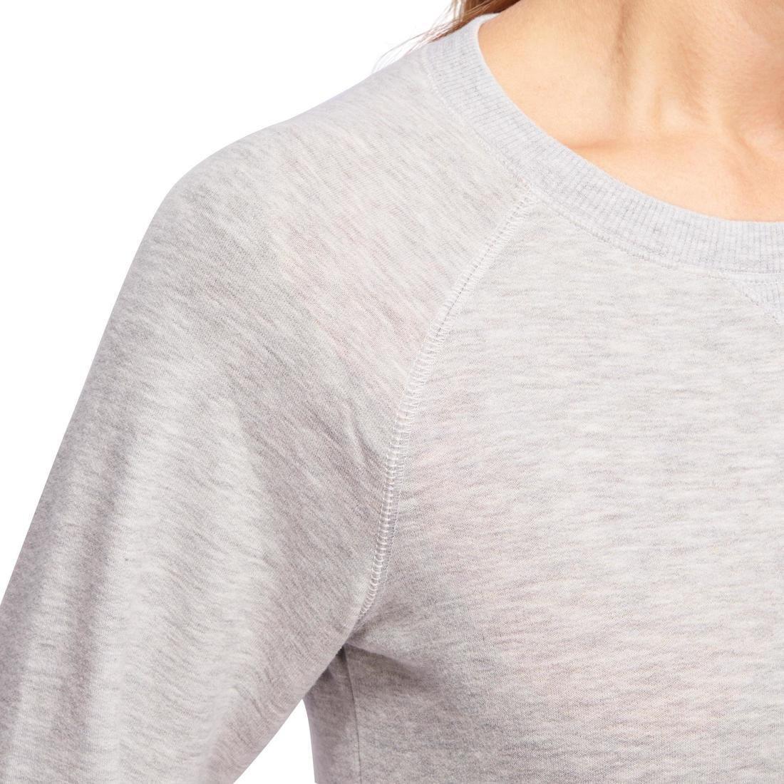 Women's Crew Neck Gym & Pilates Sweatshirt - Light Grey, 5401_000, large image number 7