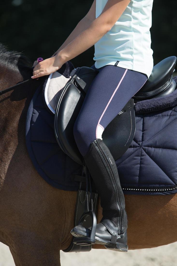 8 Yrs/H 28cm  100 Mesh Kids Horse Riding Half Chaps, Black, , large image number 12