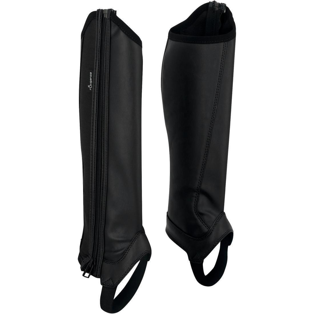 8 Yrs/H 28cm  Classic 140 Kids Horse Riding Synthetic Half Chaps - Black, , large image number 1