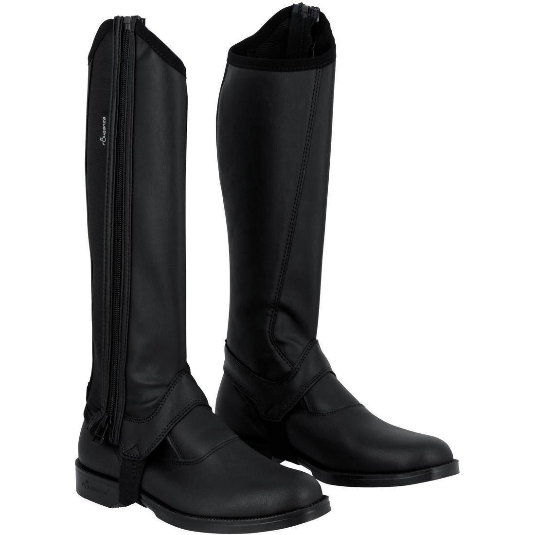 8 Yrs/H 28cm  Classic 140 Kids Horse Riding Synthetic Half Chaps - Black, , large image number 2