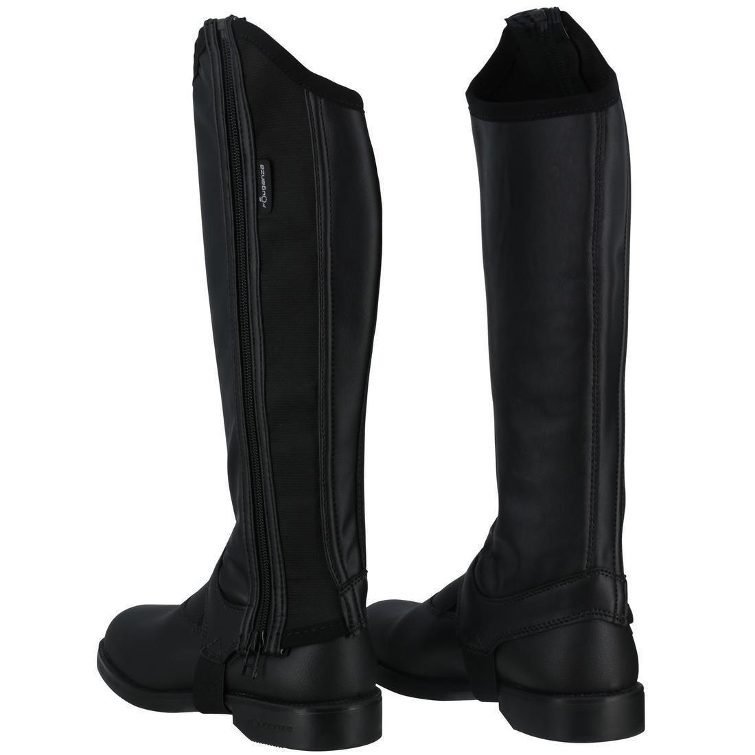 8 Yrs/H 28cm  Classic 140 Kids Horse Riding Synthetic Half Chaps - Black, , large image number 3