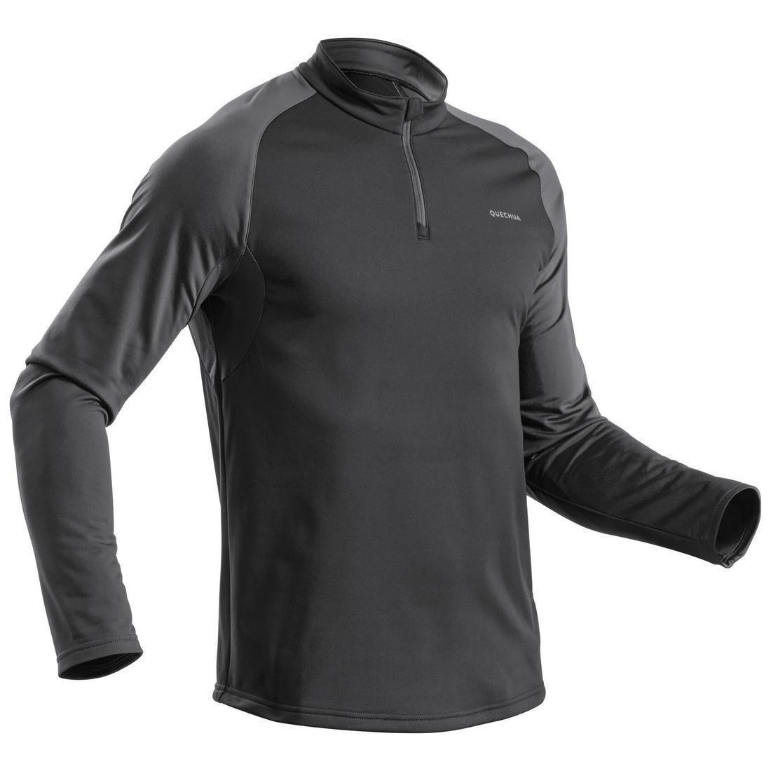 Medium  Men's Long-Sleeved Warm Hiking T-shirt - SH100 WARM, Black, , large image number 0