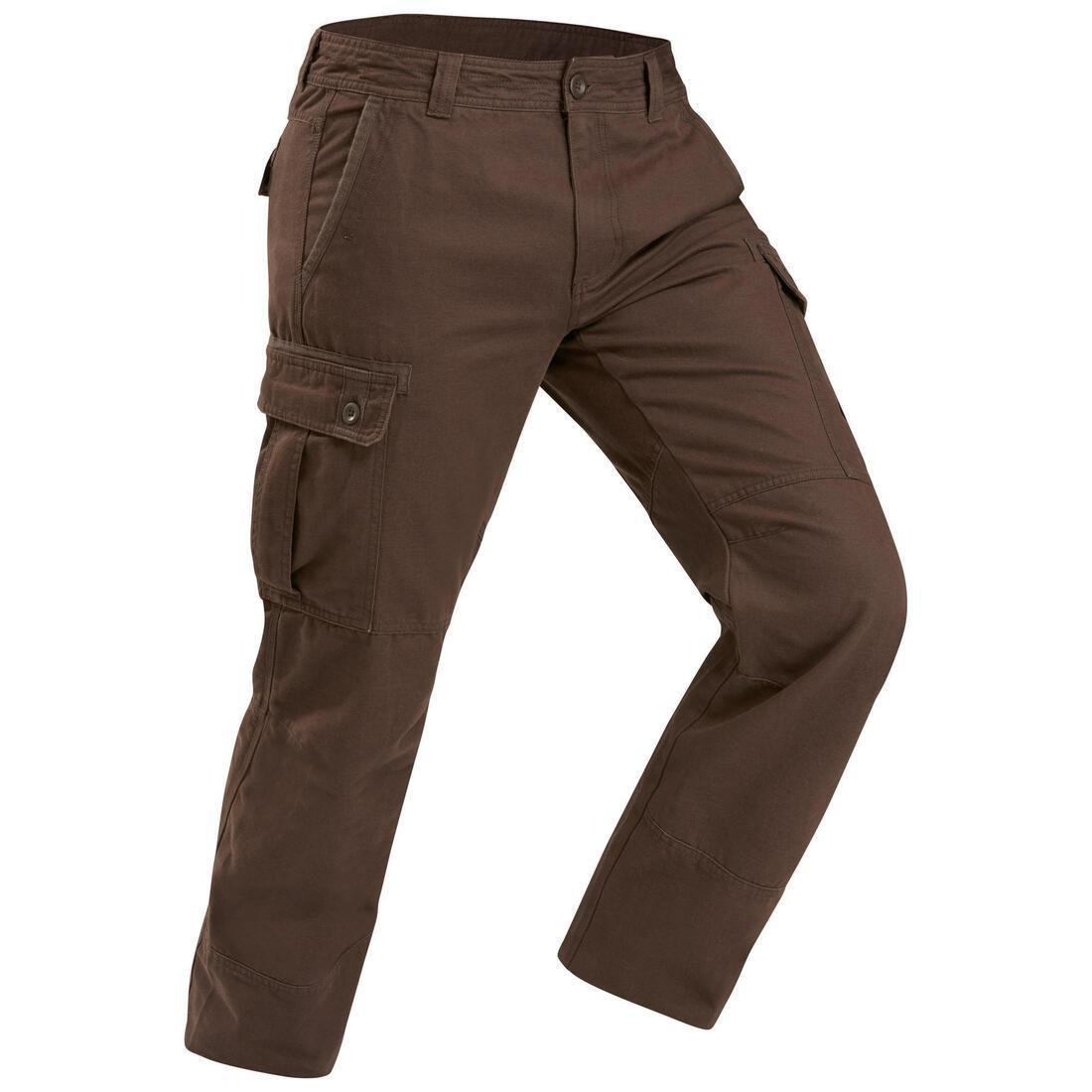 W32 L33  Men's Travel trekking trousers - TRAVEL 100 WARM - brown, Deep Shale, , large image number 0