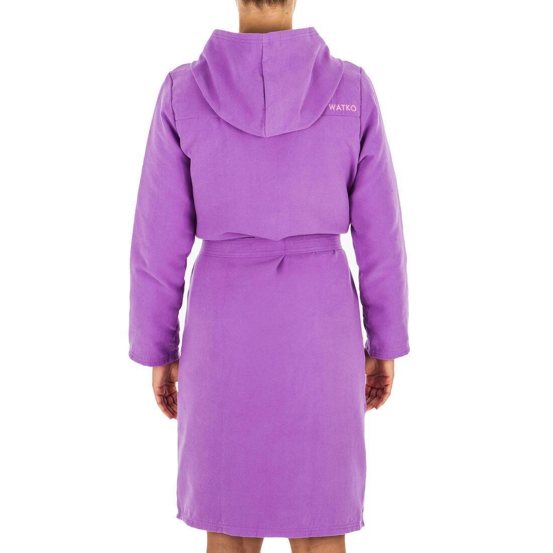 Small  Women's Compact Microfibre Pool Bathrobe with Hood, Dark Purple, No Color, large image number 2