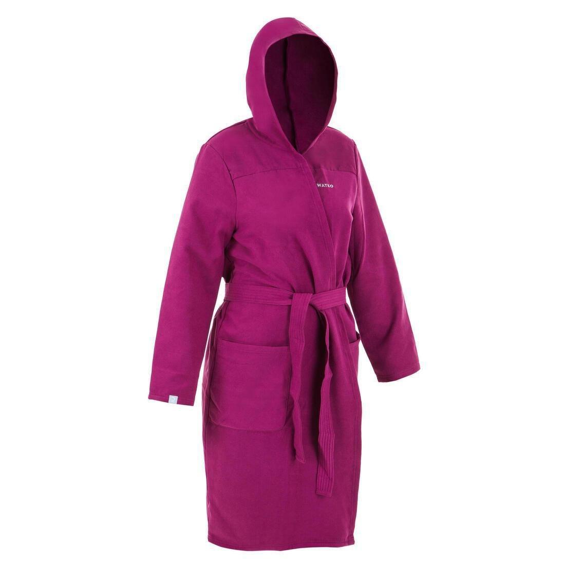 Small  Women's Compact Microfibre Pool Bathrobe with Hood, Dark Purple, No Color, large image number 7