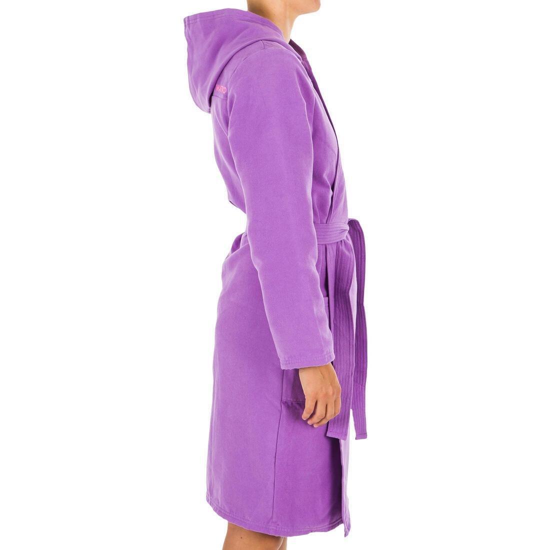Medium  Women's Compact Microfibre Pool Bathrobe with Hood, Dark Purple, No Color, large image number 9