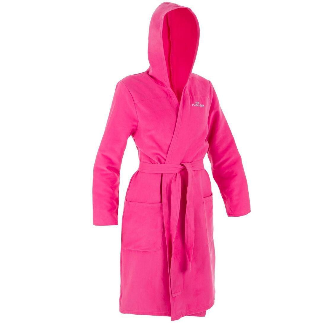 Medium  Women's Compact Microfibre Pool Bathrobe with Hood, Dark Purple, No Color, large image number 12