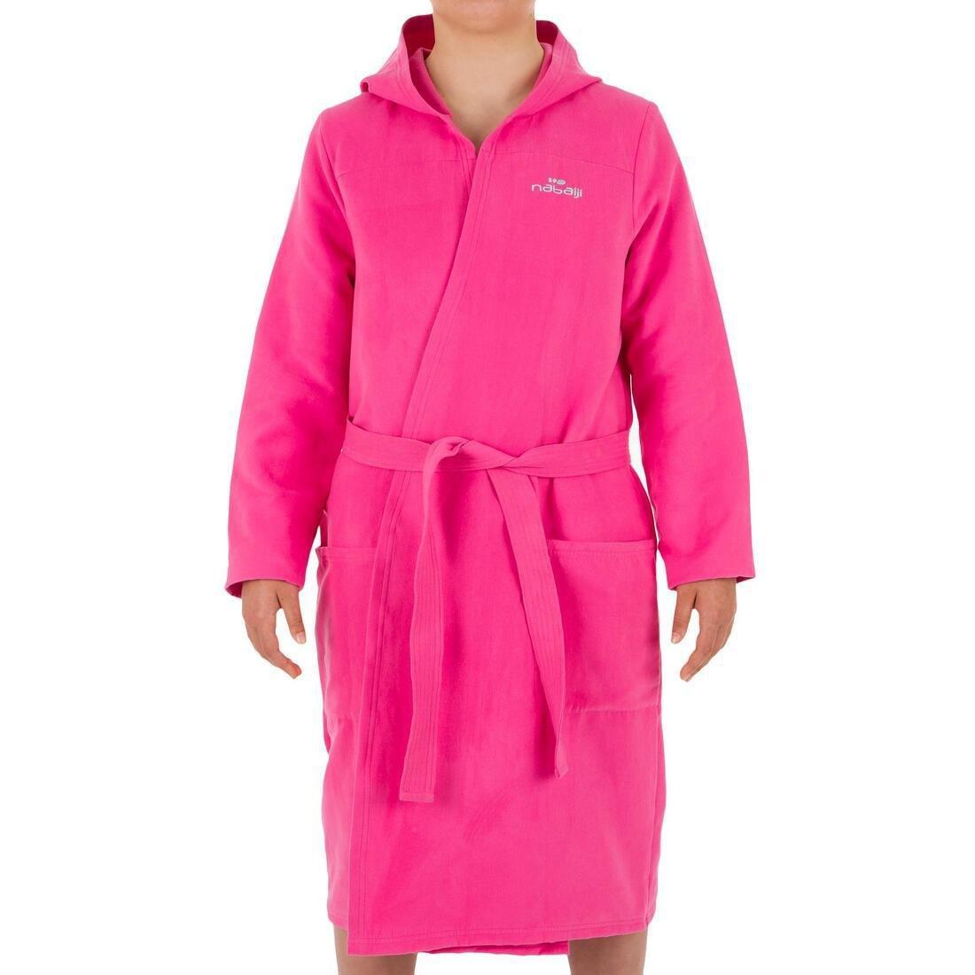Medium  Women's Compact Microfibre Pool Bathrobe with Hood, Dark Purple, No Color, large image number 13