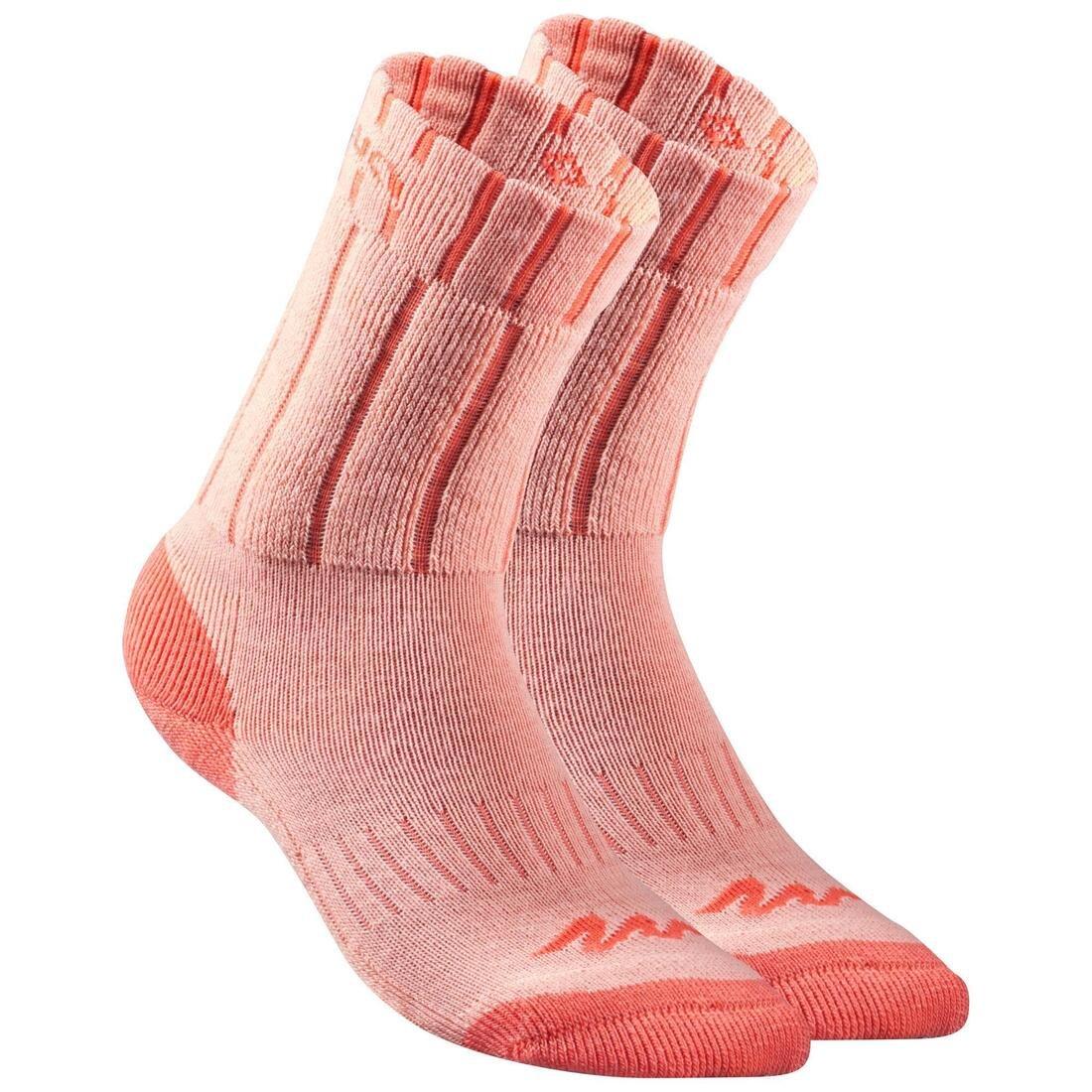 EU 27-30  Kids' Warm Walking Socks 2 Pairs, Pale Coral, , large image number 6