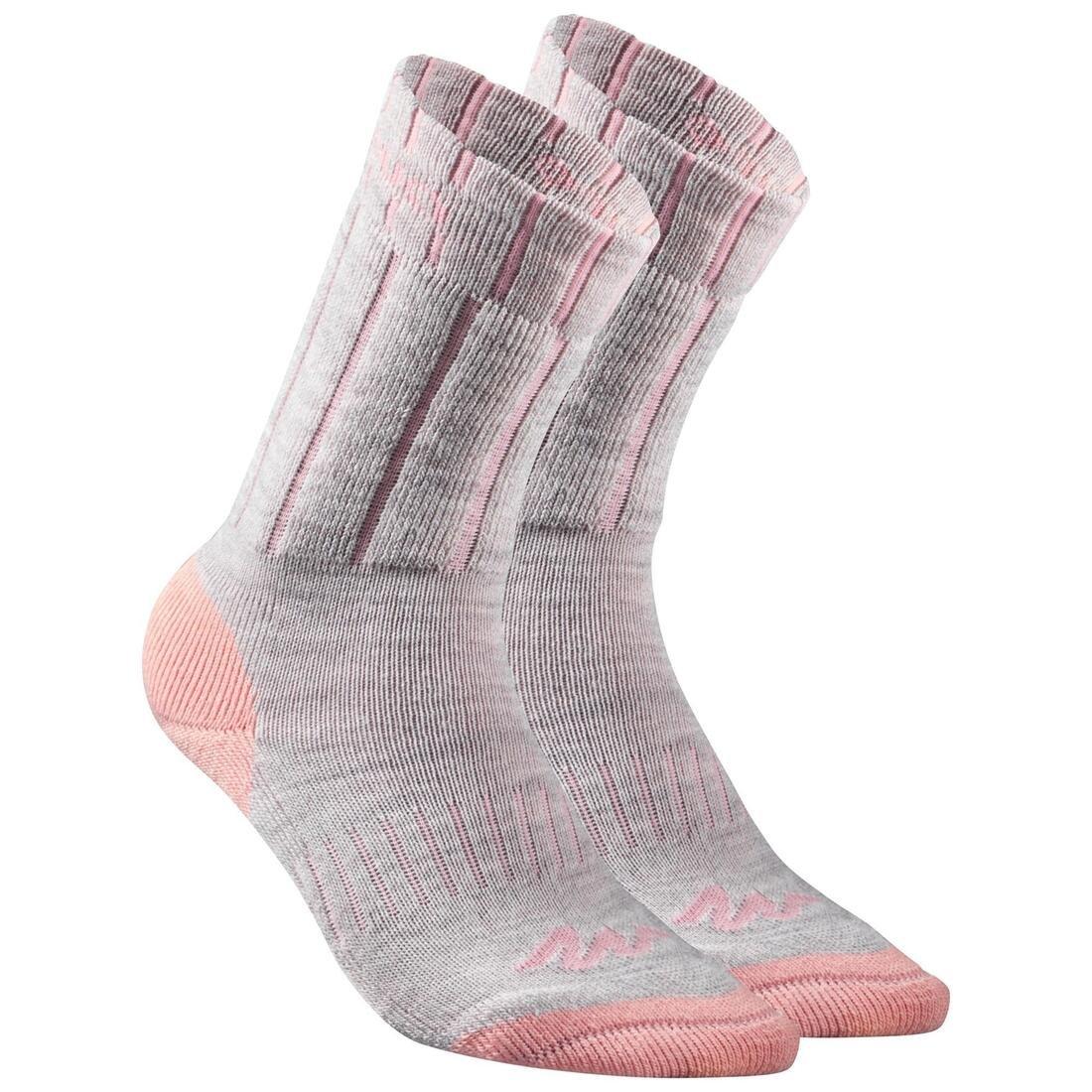 EU 27-30  Kids' Warm Walking Socks 2 Pairs, Pale Coral, , large image number 7