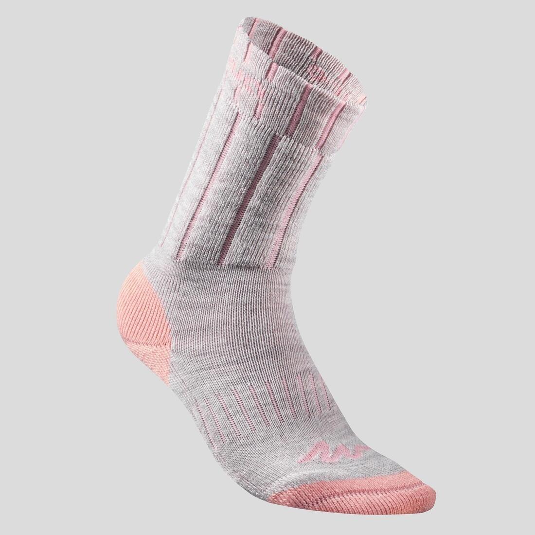 EU 27-30  Kids' Warm Walking Socks 2 Pairs, Pale Coral, , large image number 9
