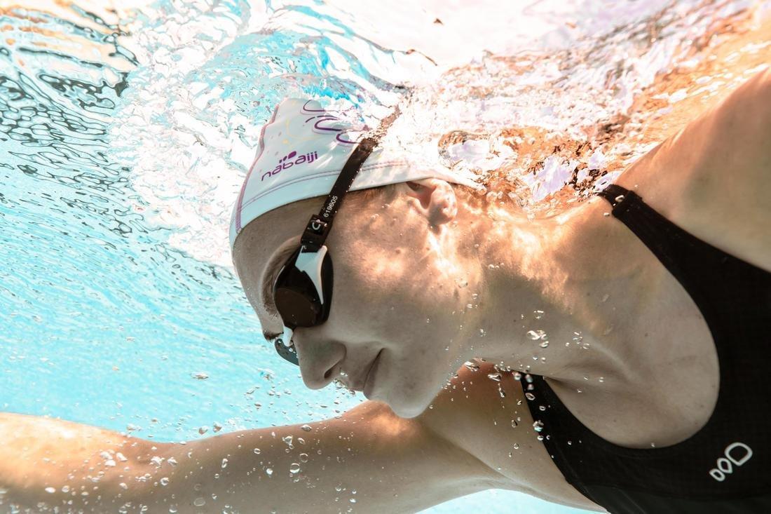 SWIMMING GOGGLES BFIT SMOKED LENSES - BLACK/WHITE, No Color, large image number 7