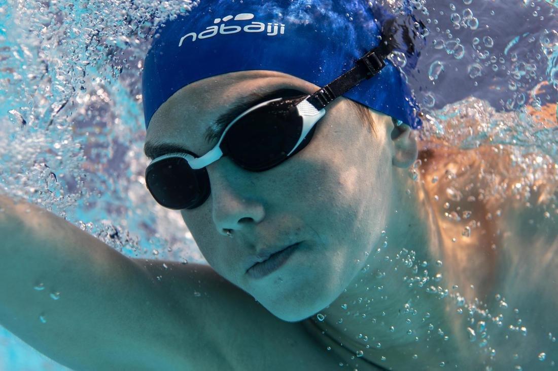 SWIMMING GOGGLES BFIT SMOKED LENSES - BLACK/WHITE, No Color, large image number 9