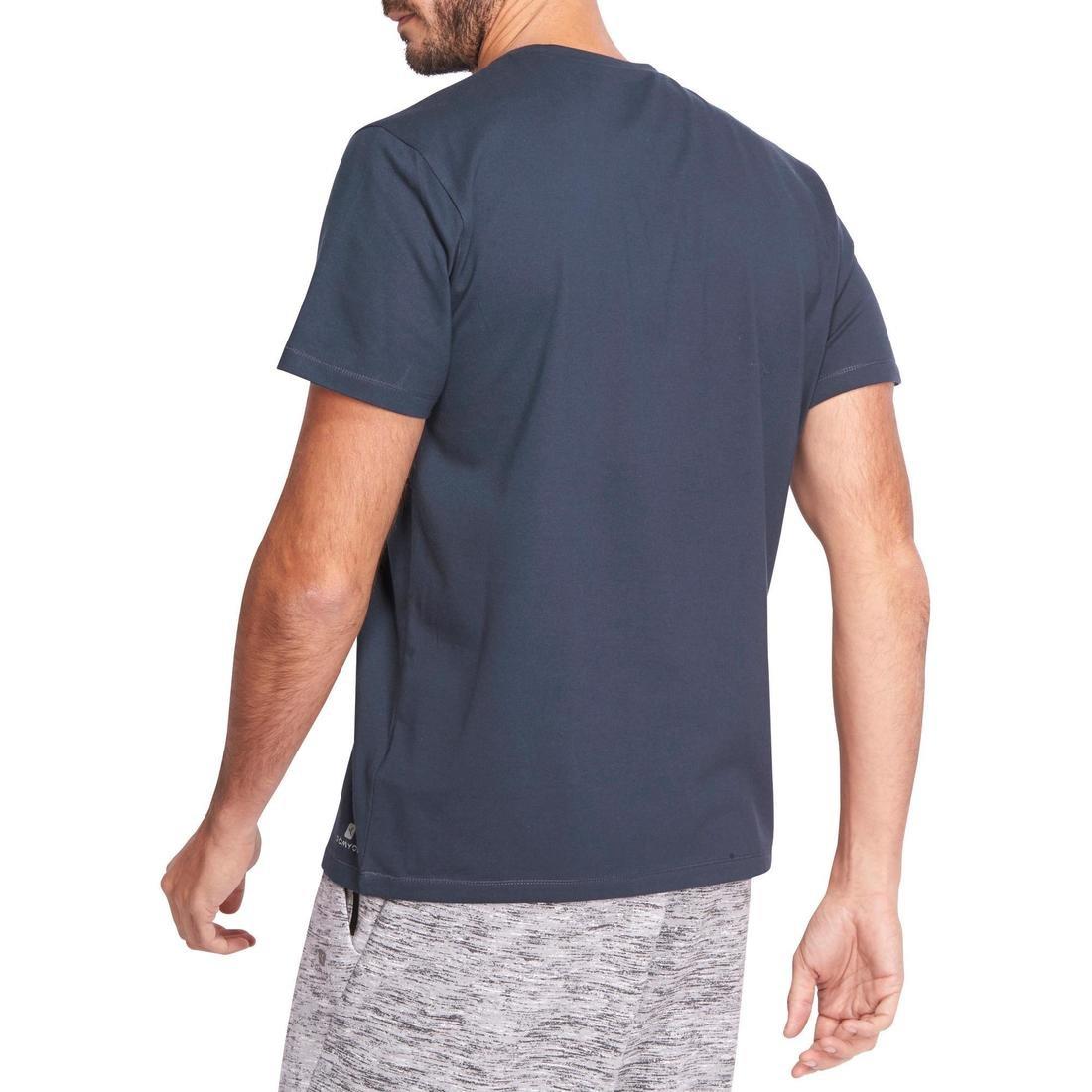 Extra Large  500 Regular-Fit Pilates & Gentle Gym T-Shirt, Navy Blue, No Color, large image number 3