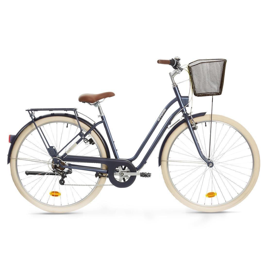 L/XL  Elops 520 Low Frame City Bike, Navy Blue, No Color, large image number 0