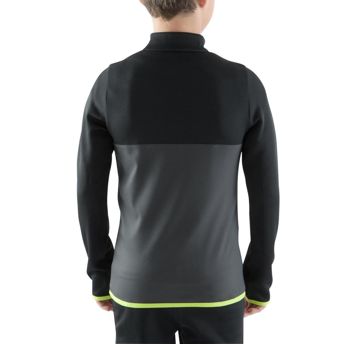 8-9Y  T500 Kids' Half-Zip Football Training Sweatshirt - Black/Neon Yellow, Black, , large image number 3