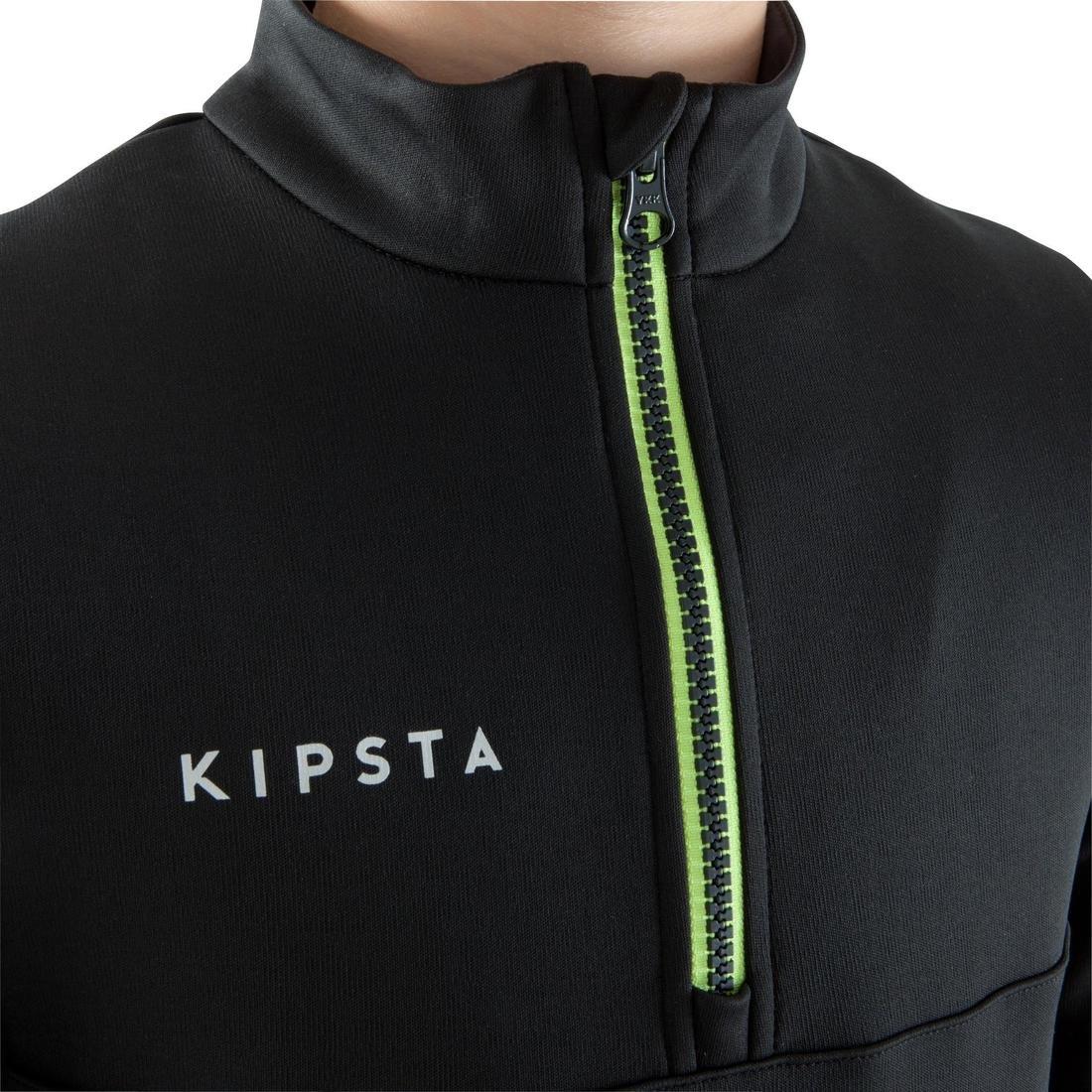 8-9Y  T500 Kids' Half-Zip Football Training Sweatshirt - Black/Neon Yellow, Black, , large image number 7