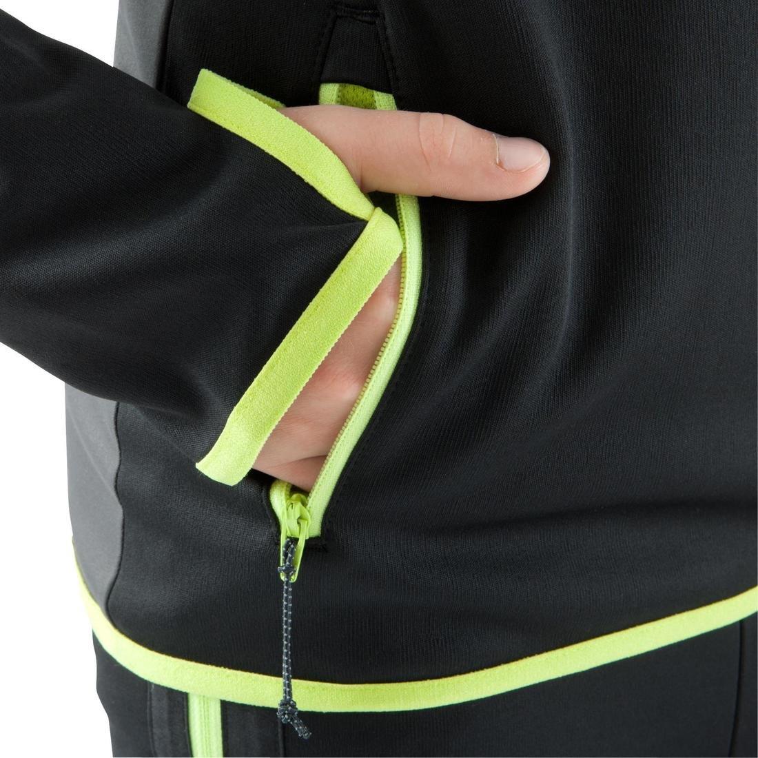 8-9Y  T500 Kids' Half-Zip Football Training Sweatshirt - Black/Neon Yellow, Black, , large image number 8