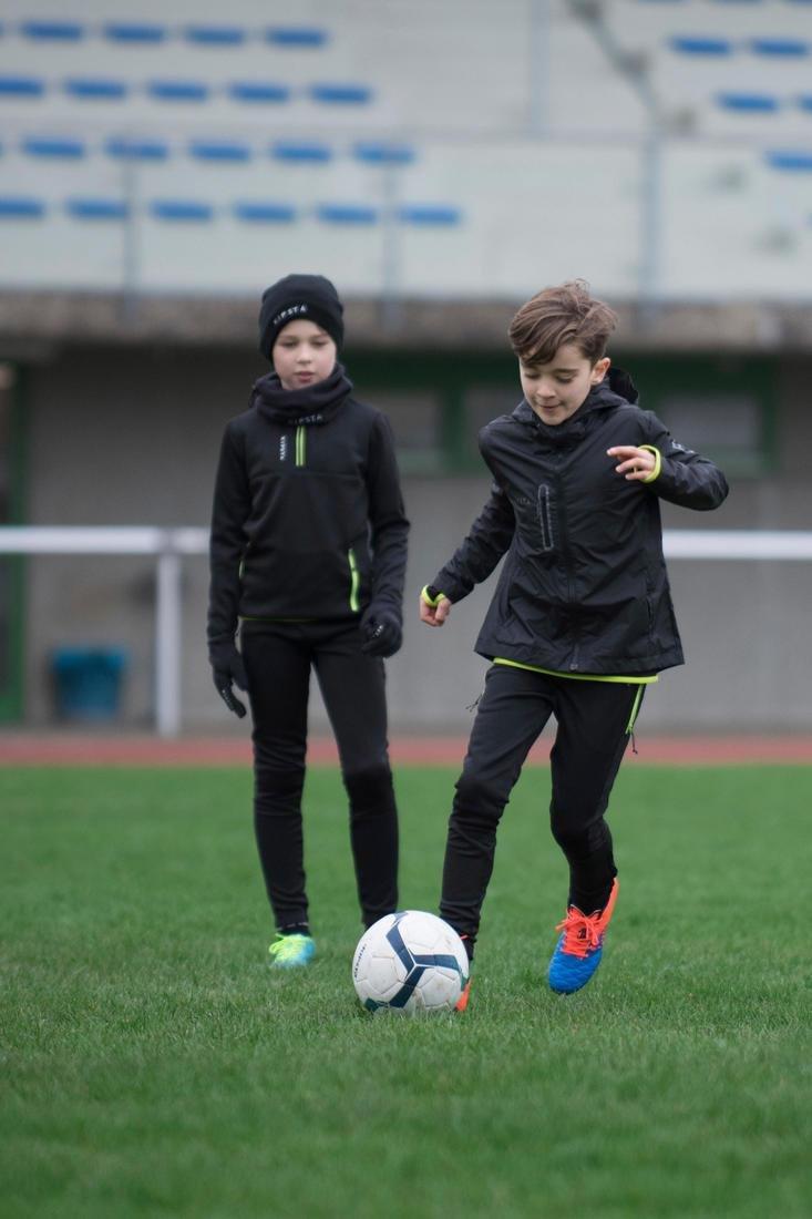 8-9Y  T500 Kids' Half-Zip Football Training Sweatshirt - Black/Neon Yellow, Black, , large image number 14