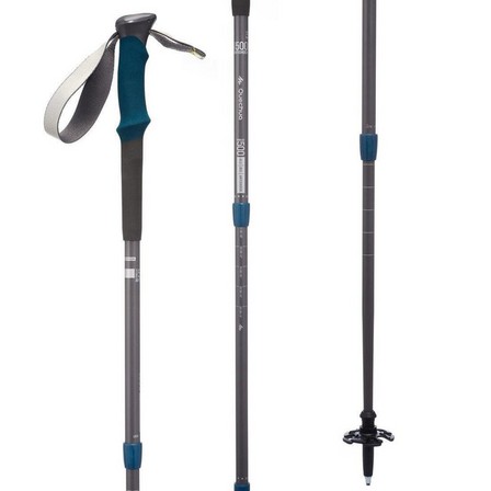 FORCLAZ - Adult  Anti-Shock Hiking Pole - Grey/Blue, Dark Grey