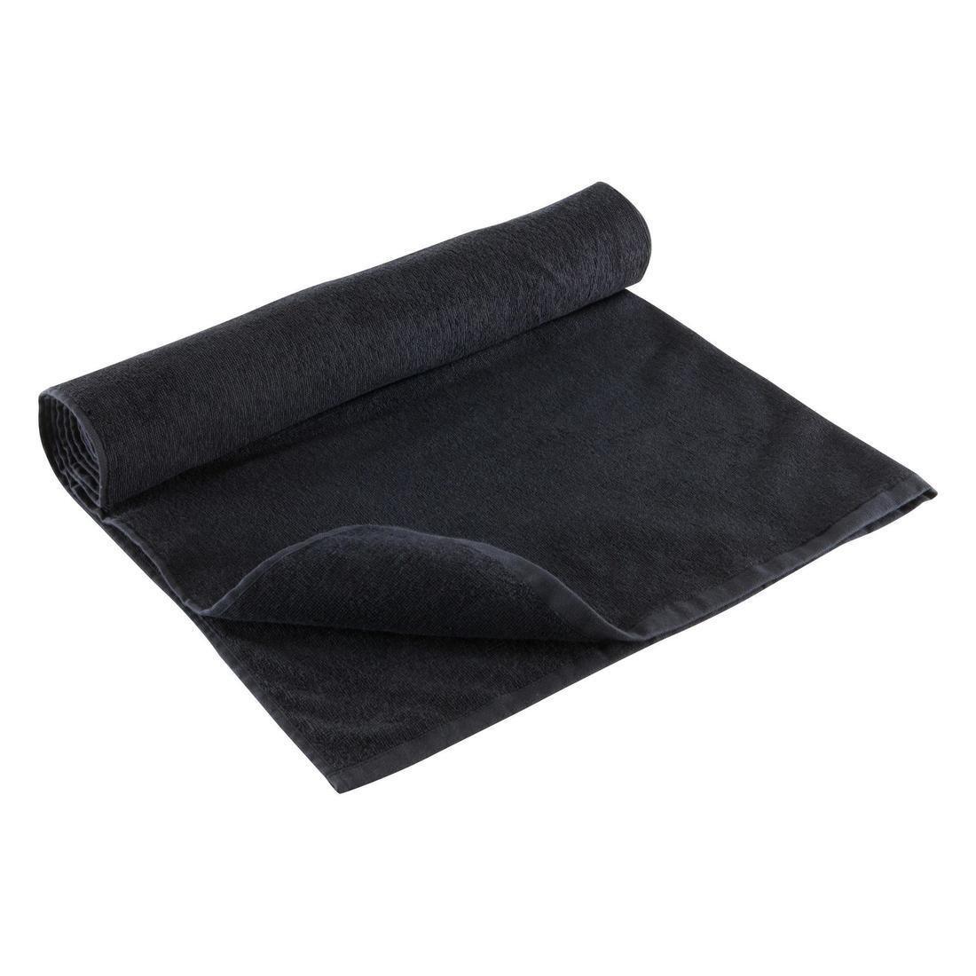 Large Cotton Fitness Towel - Black, No Color, large image number 1
