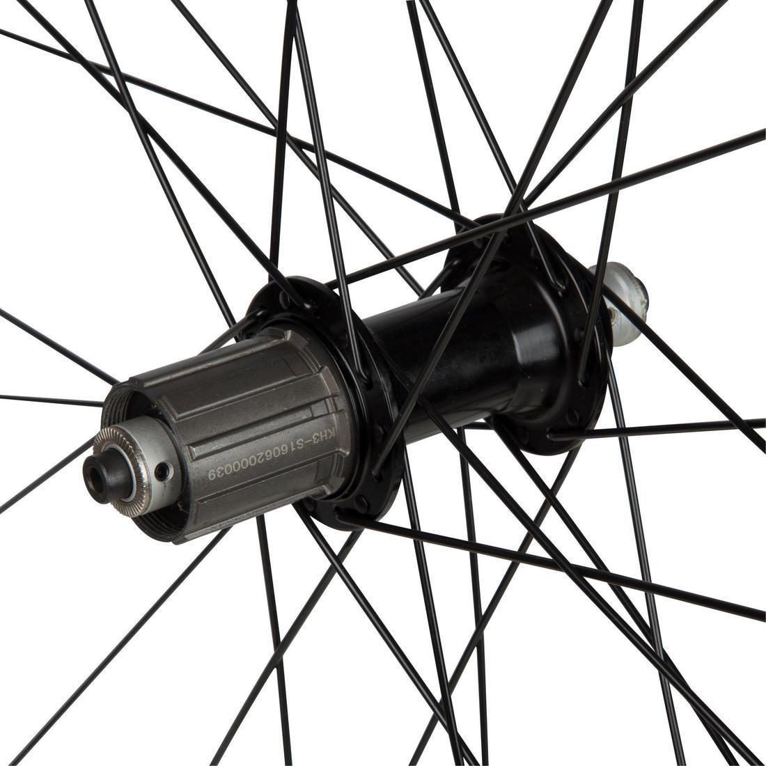 Triban 520 700 Double-Walled Rear Road Bike Wheel with Cassette, No Color, large image number 1