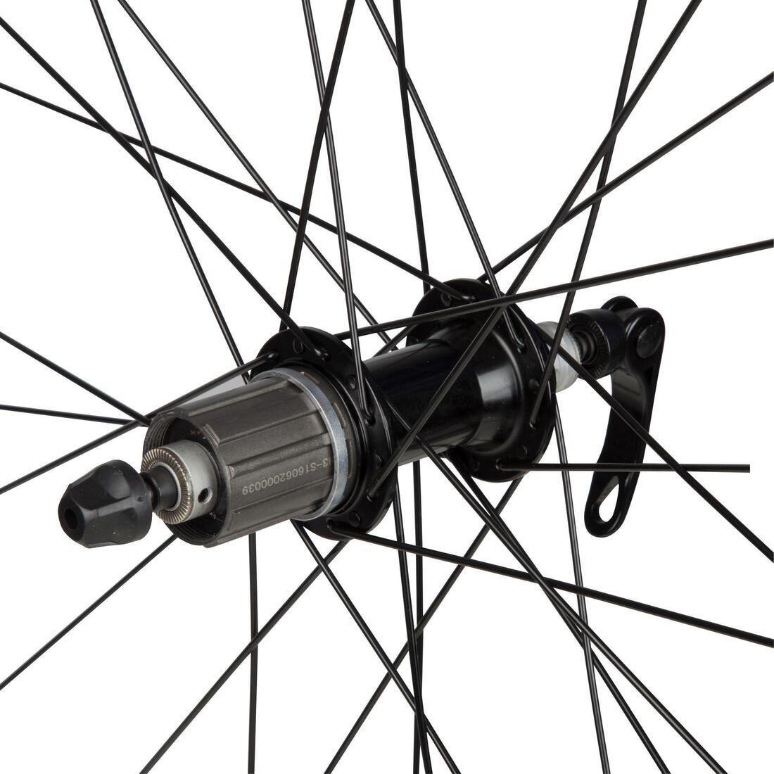 Triban 520 700 Double-Walled Rear Road Bike Wheel with Cassette, No Color, large image number 4
