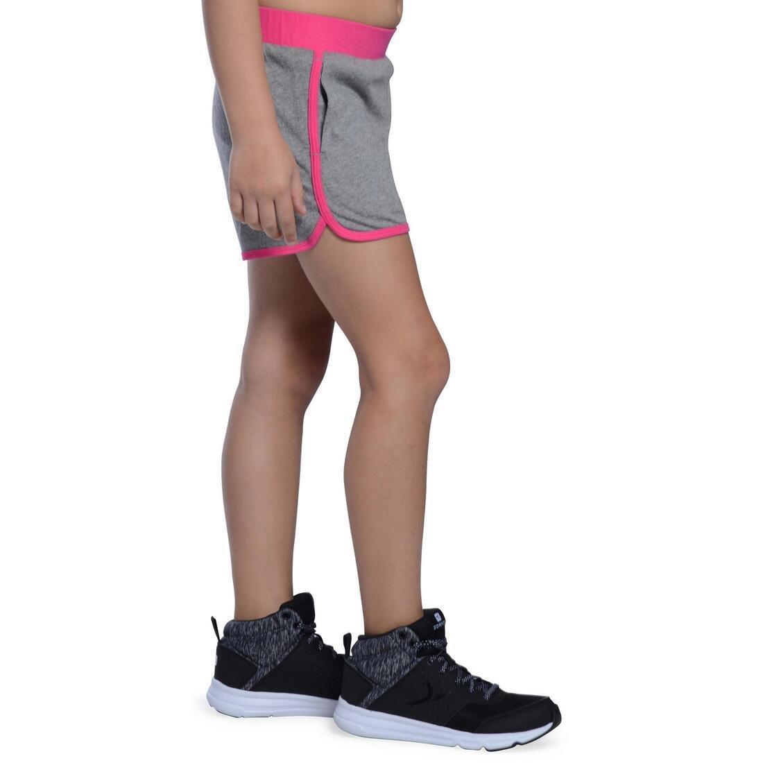 Girls' Gym Shorts - Grey/Pink, No Color, large image number 2