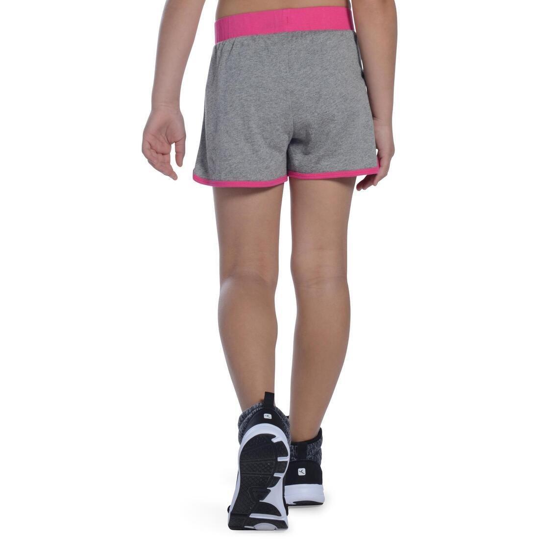 Girls' Gym Shorts - Grey/Pink, No Color, large image number 3