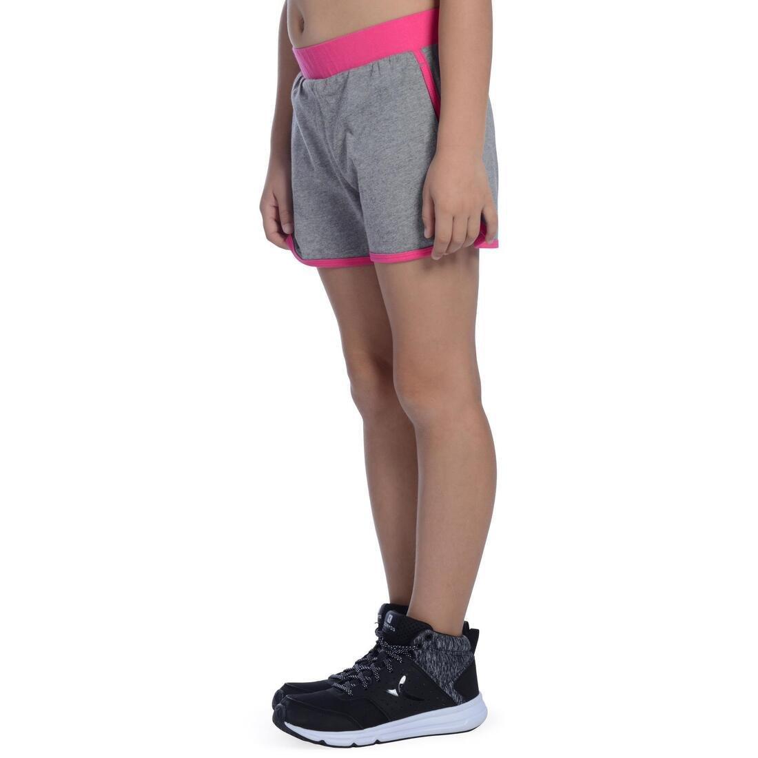 Girls' Gym Shorts - Grey/Pink, No Color, large image number 4