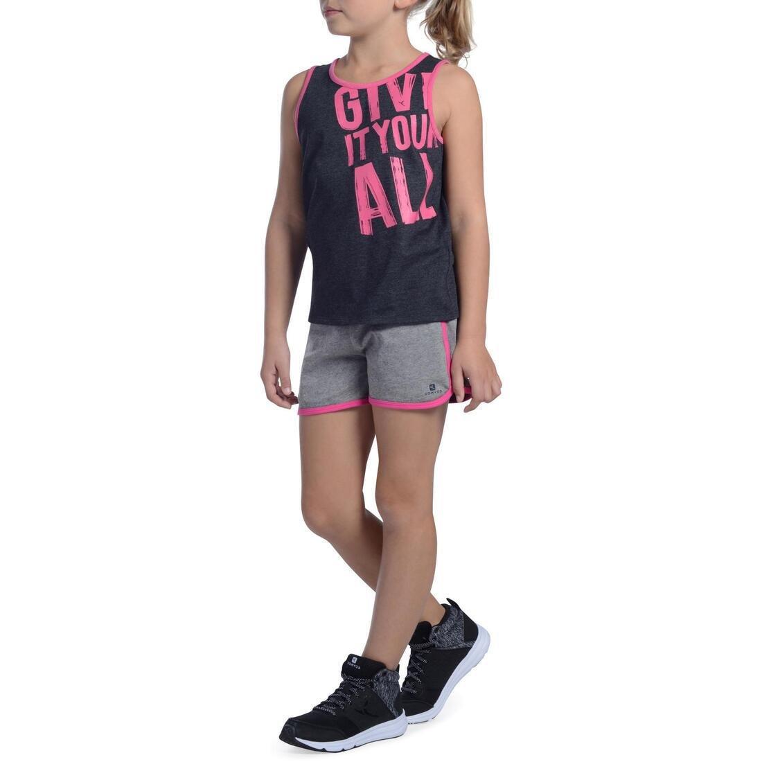 Girls' Gym Shorts - Grey/Pink, No Color, large image number 11