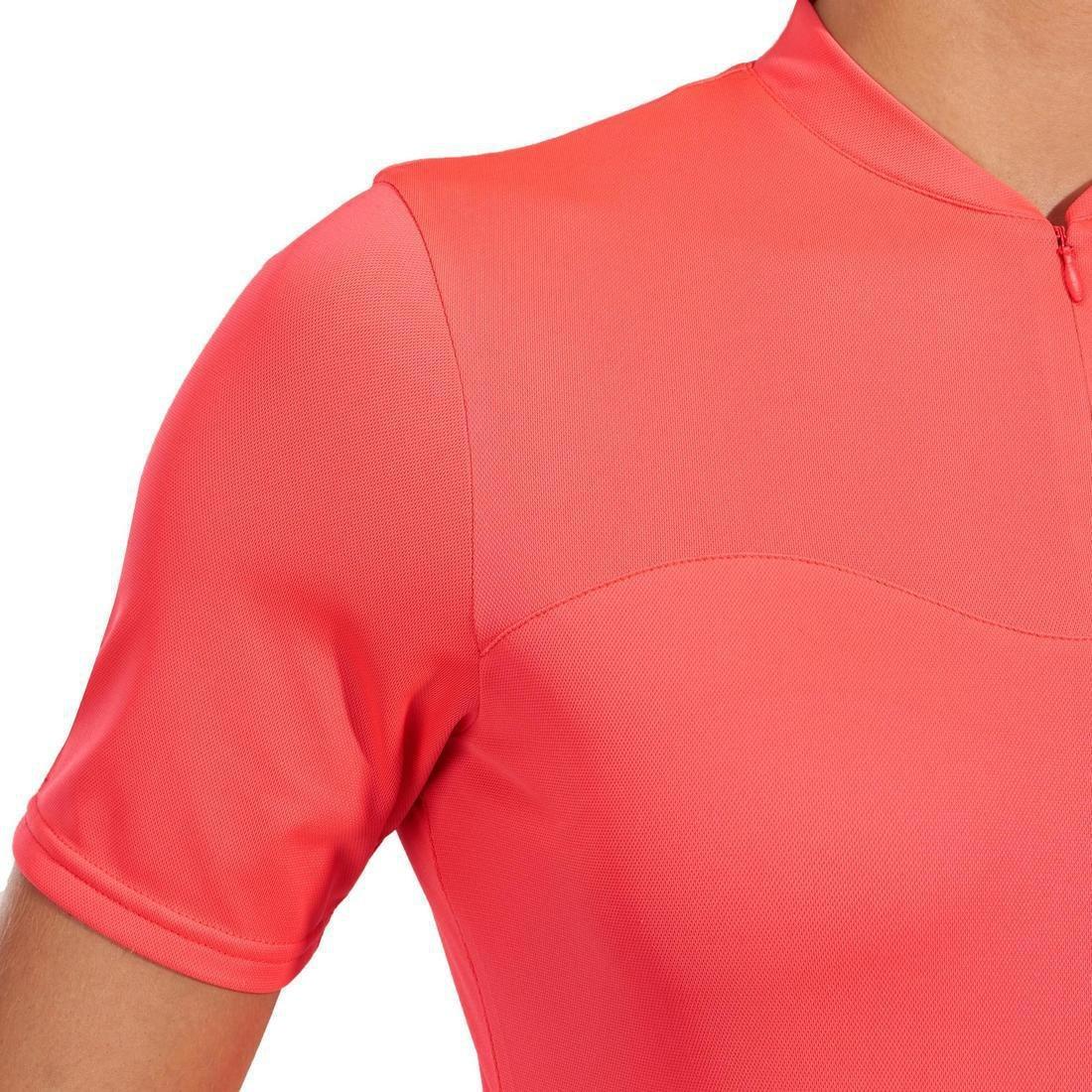 Medium  100 Women's Short-Sleeved Cycling Jersey, Fluo Coral Pink, , large image number 11