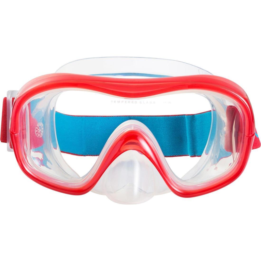 FRD120 freediving snorkel mask kit for adults red turquoise Title, No Color, large image number 3
