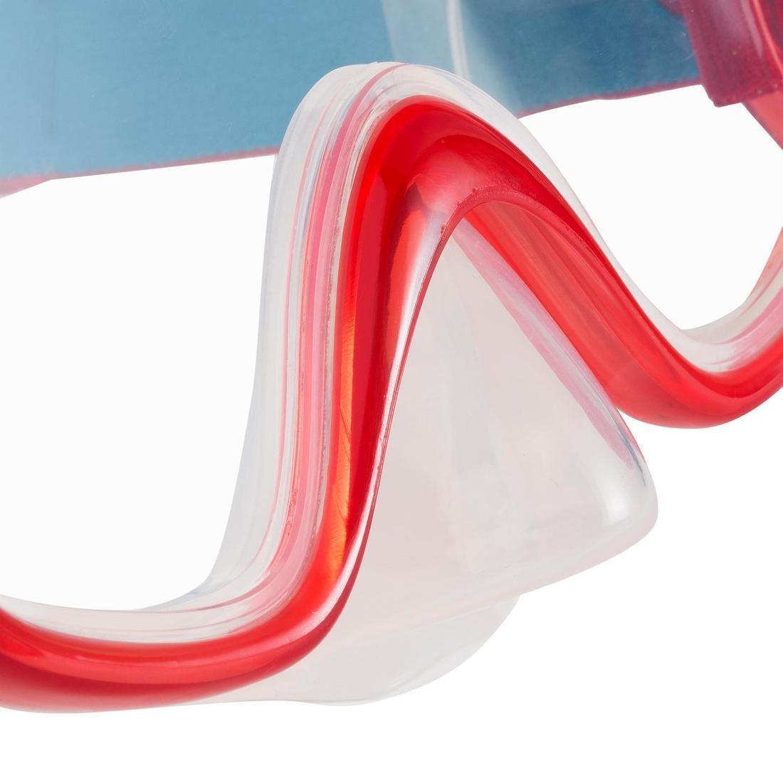 FRD120 freediving snorkel mask kit for adults red turquoise Title, No Color, large image number 14