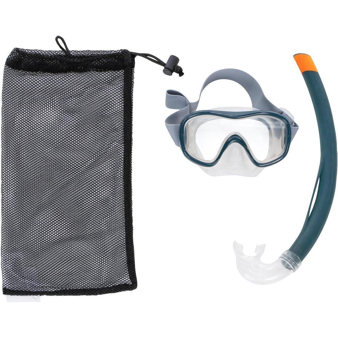 Small  SNK 500 Adult and Junior Mask and Snorkel Snorkelling Set, Storm Grey, , large image number 0