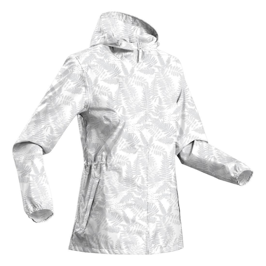 XS  Women's Country Walking Waterproof Jacket Raincut Zip, White, , large image number 0