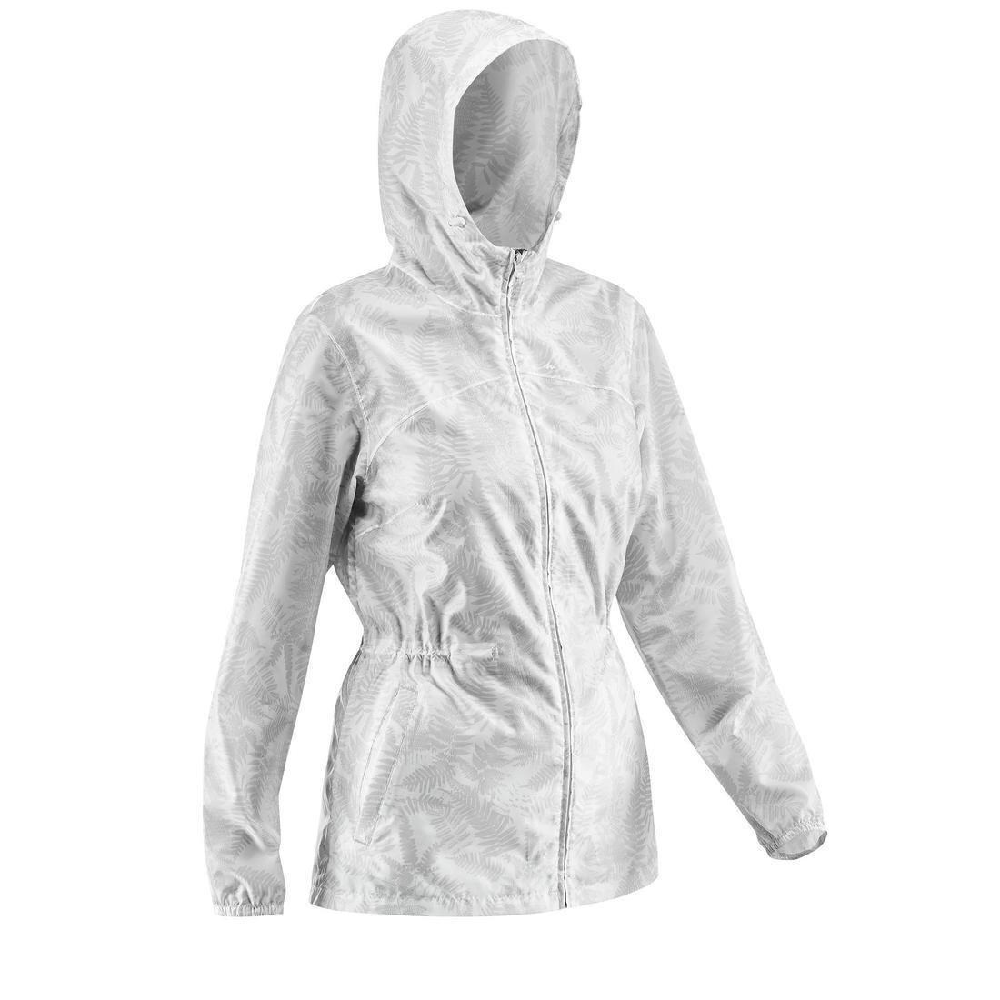 XS  Women's Country Walking Waterproof Jacket Raincut Zip, White, , large image number 10