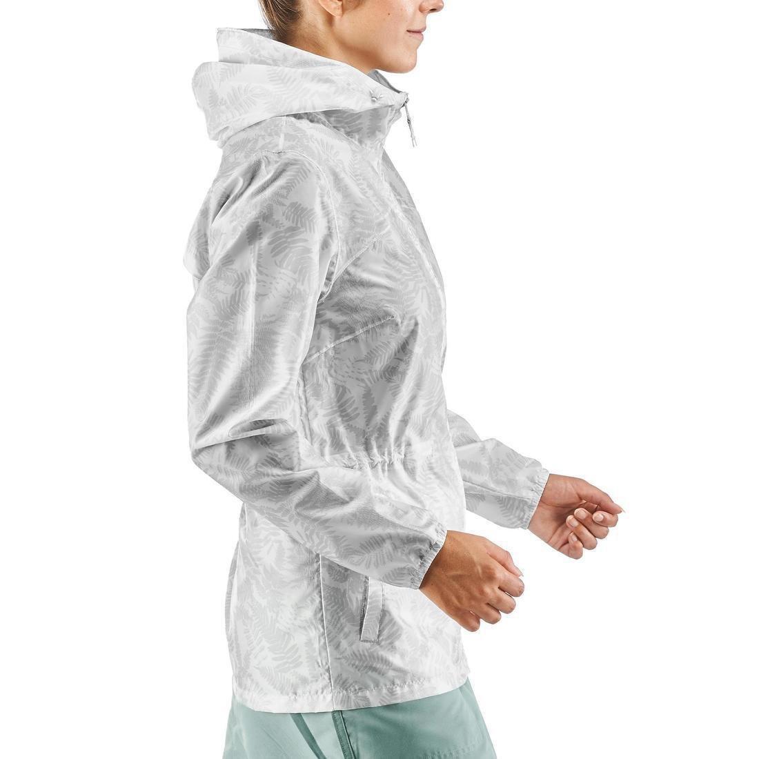 XS  Women's Country Walking Waterproof Jacket Raincut Zip, White, , large image number 12